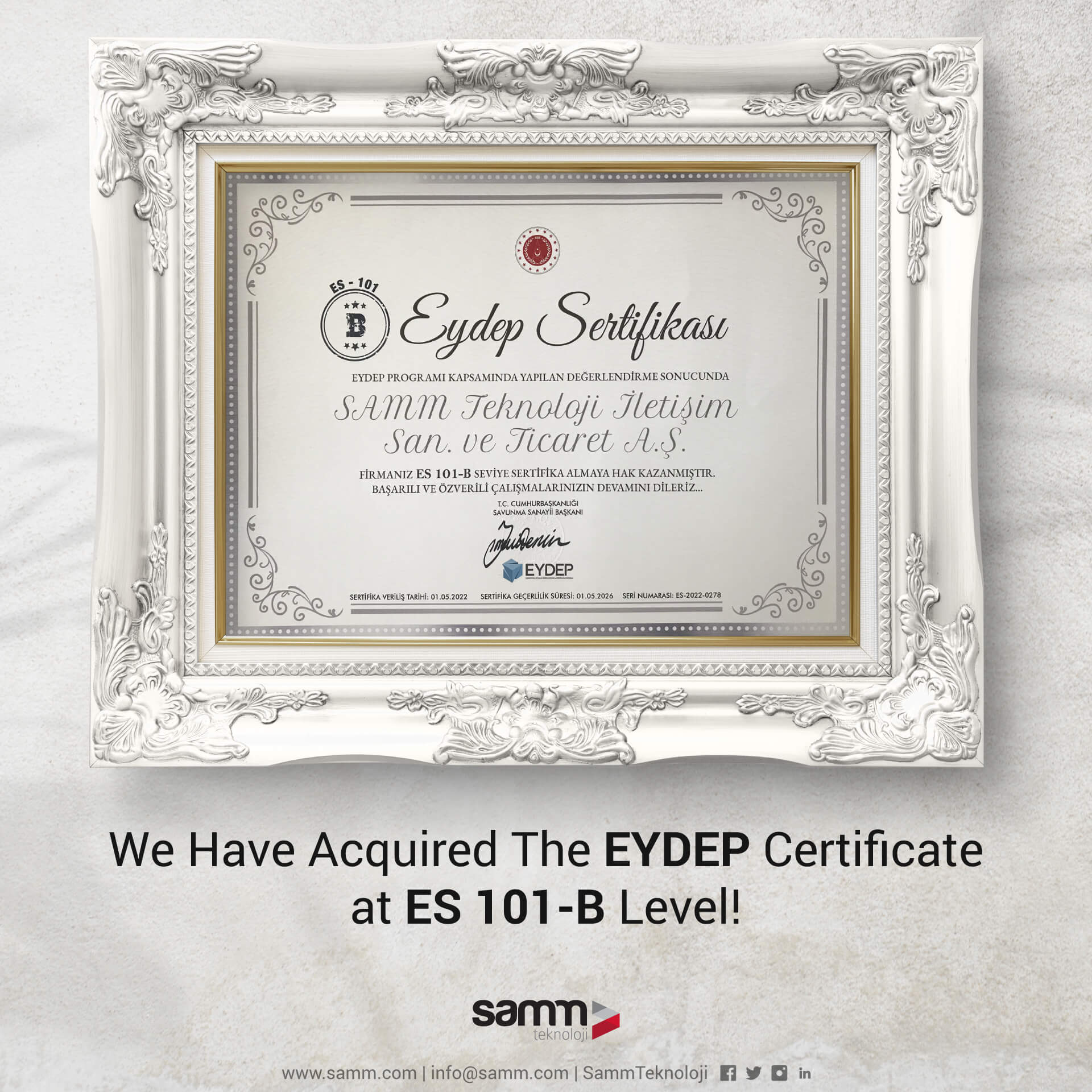 We Have Acquired The EYDEP Certificate at ES 101-B Level!