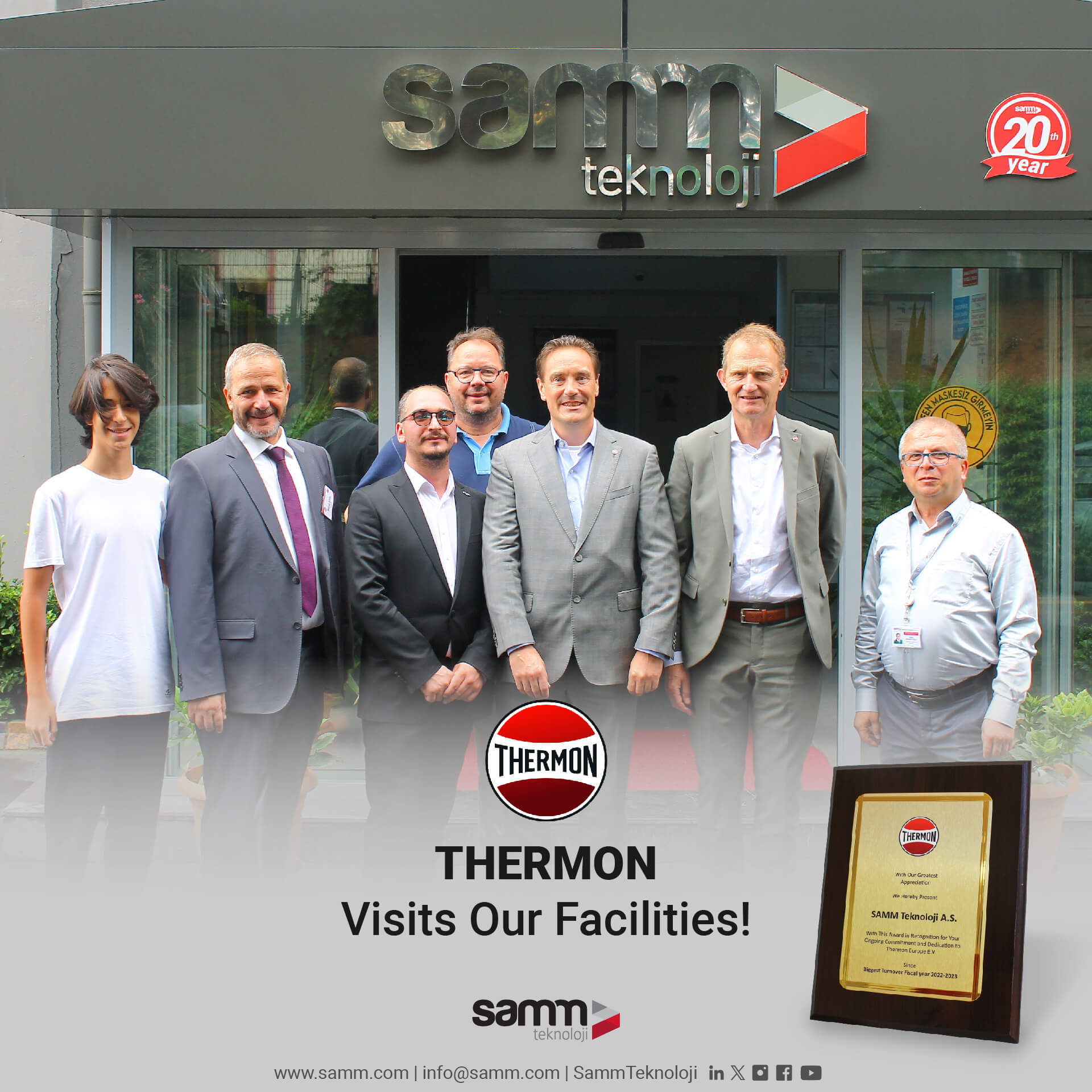 Thermon Visits Samm Teknoloji and Presents an Award for Best Performance - Mr. Michel Salsmans, Thermon Europe B.V.'s EMEA Sales Channels Leader, and Mr. International Manager Director