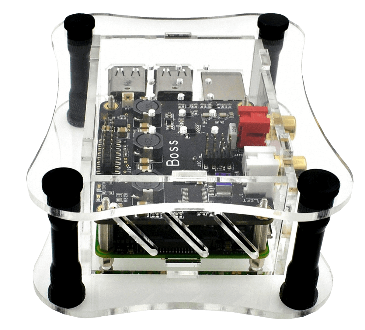 Clear Acrylic Case for Raspberry Pi + BOSS DAC  -side