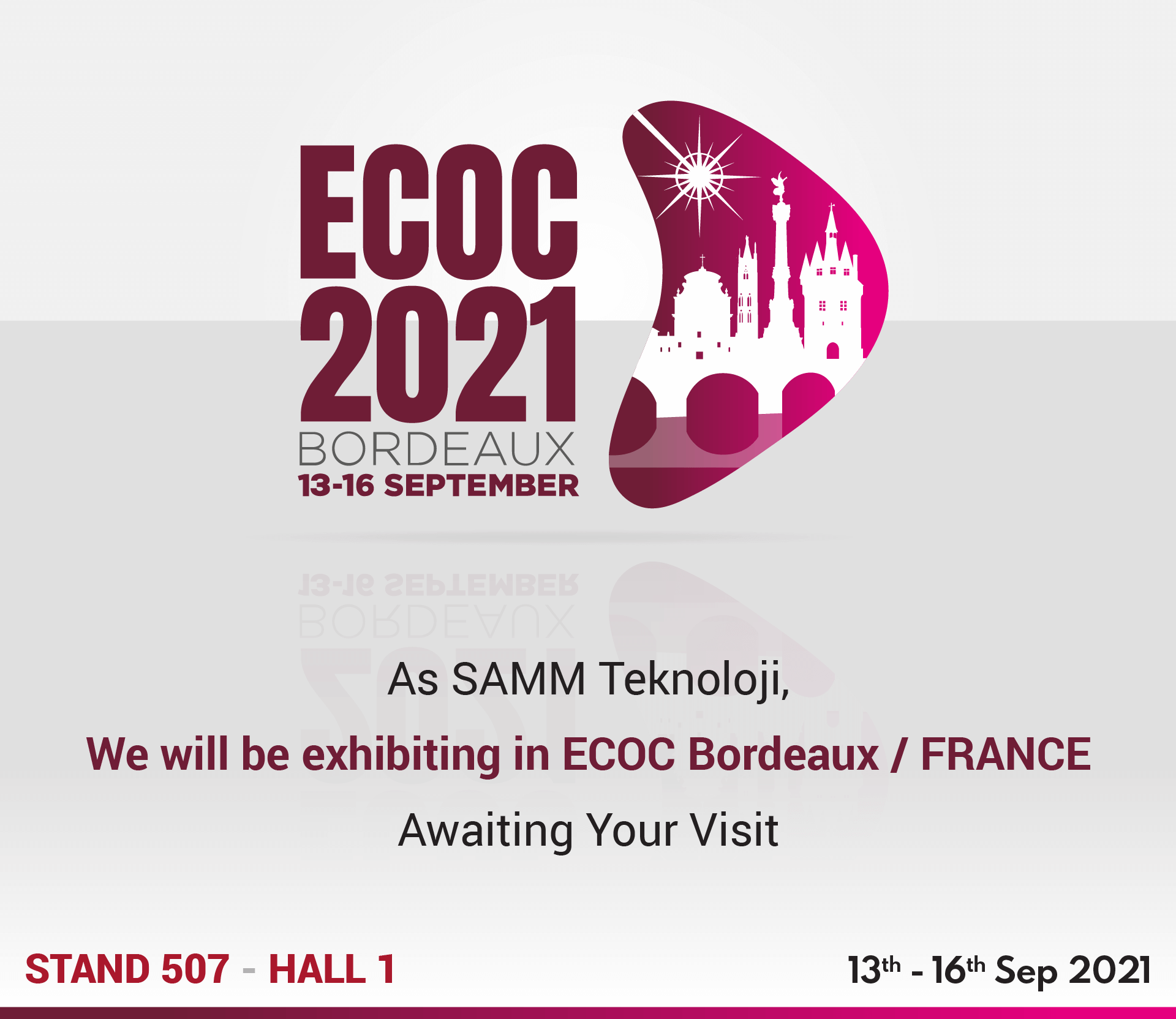 SAMM Will Be Exhibiting in ECOC Bordeaux, FRANCE