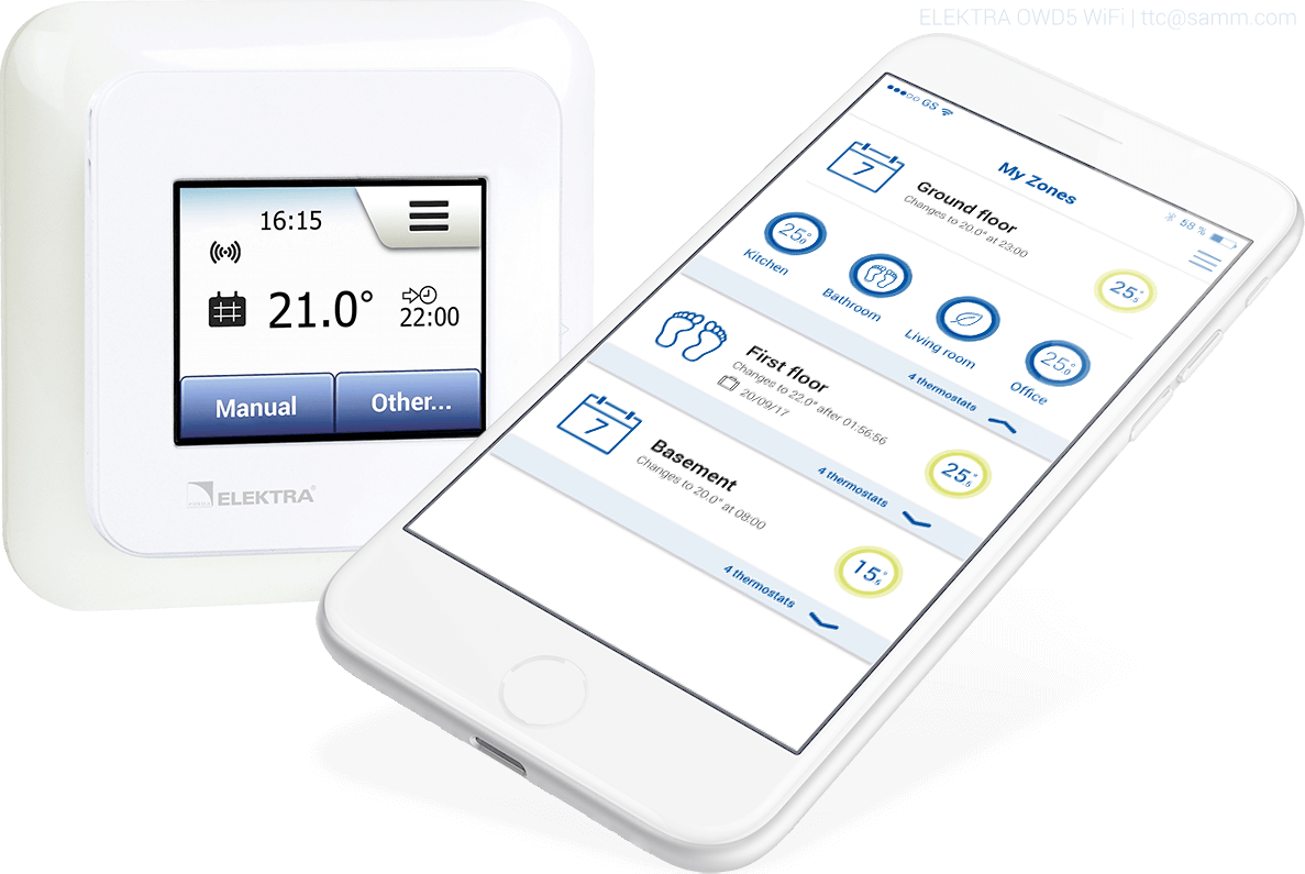 ELEKTR OWD5 WiFi Thermostat - Smart Touch-Screen Wifi Heating Controller