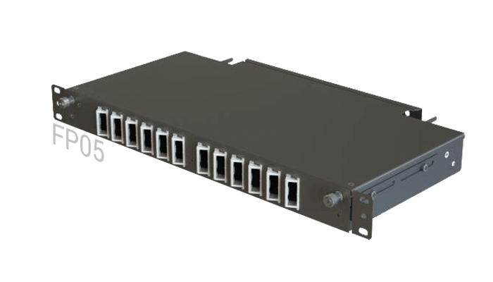 FP05 Fiber Optik Rack Tipi Patch Panel Açılı Cephe Erişimli Çekmece 12 Port 1U 1-Satır SC-Duplex/FC