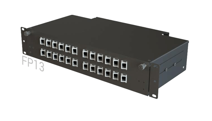 FP13 Fiber Optic Rack Patch Panel Angled Front-Plate Slide-Out 24 Ports 2U 2-Rows SC-LC-FC
