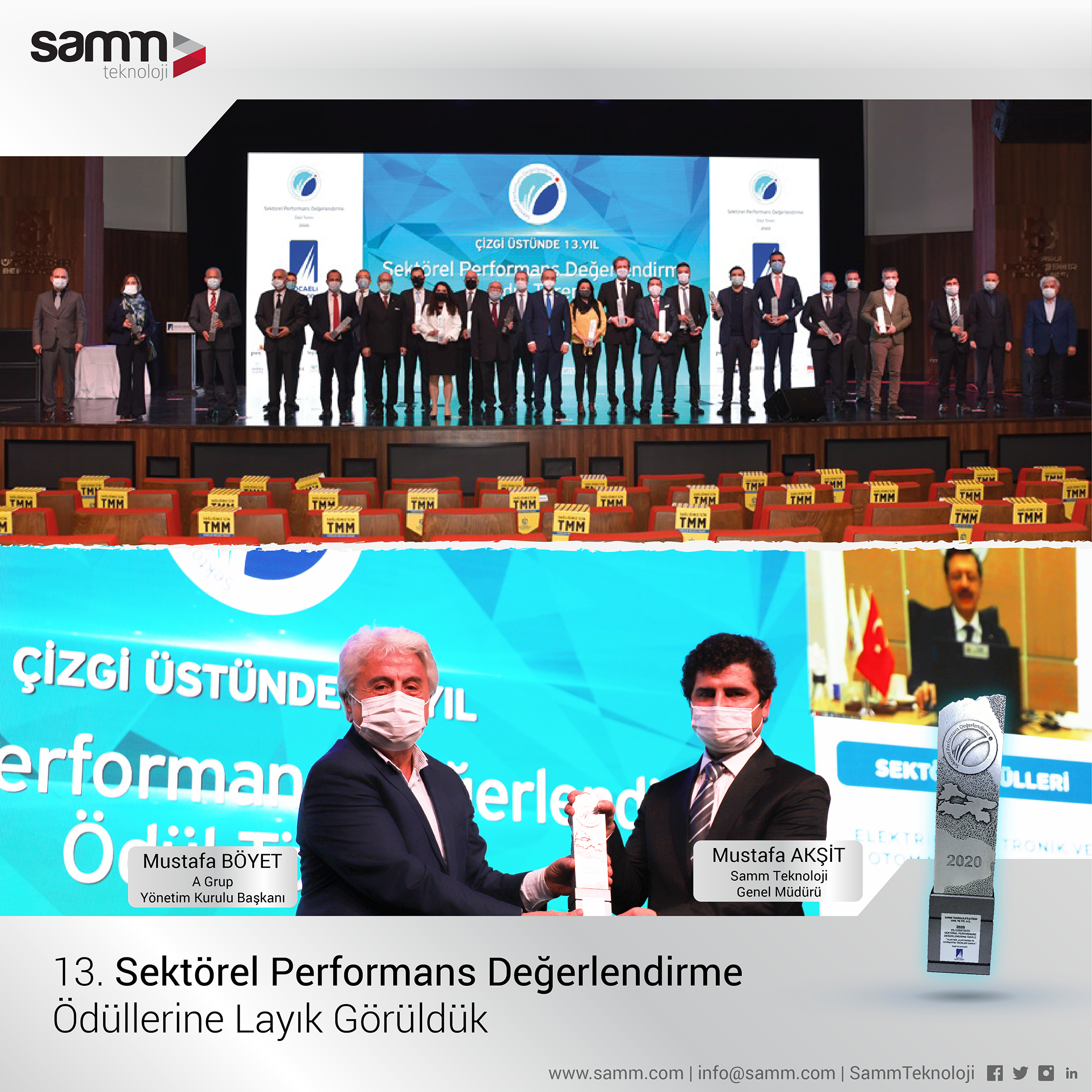 Rıfat Hisarcıklıoğlu, Mustafa Akşit ve Mustafa Böyet / 13. Sektörel Performans Değerlendirme Ödüllerine Layık Görüldük / Samm Teknoloji