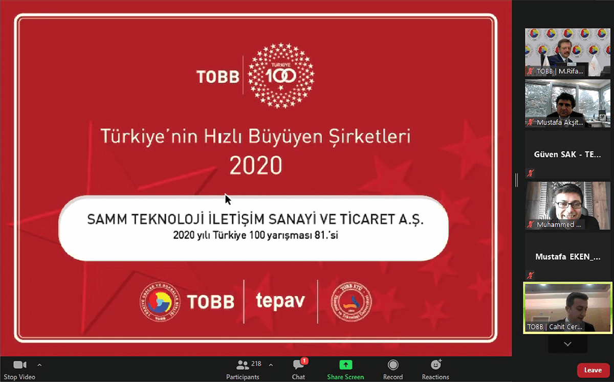TOBB Türkiye 100 Ödülü SAMM Teknolojinin 02
