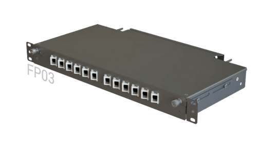 FP03 Fiber Optic Rack Patch Panel / Angled Front-Plate Slide-Out 24 Ports 1U 1-Row SC-LC