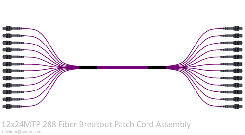 12x24MTP 288 Fiber Breakout Patch Cord Assembly